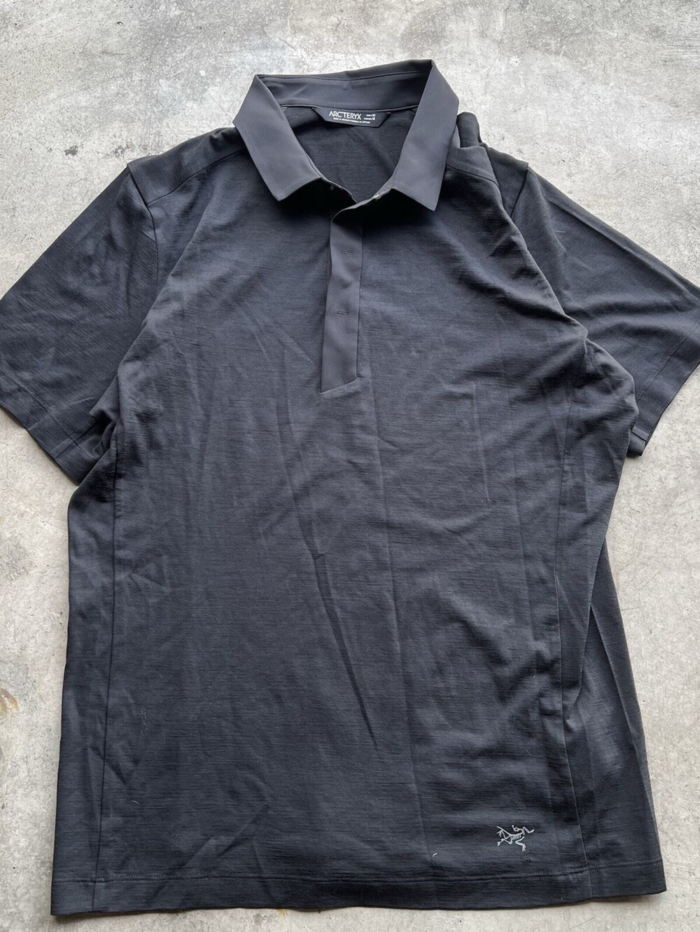 Arc'teryx Black Short-Sleeve Polo Shirt A2B Commuter Merino Wool Blend Medium